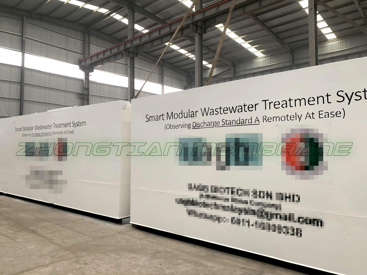 中天膜科技发往马来西亚客户智能一体化污水处理机顺利出港